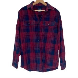 Plaid Button Down Navy Blue Red Long Sleeve Flannel Casual country lumberjack